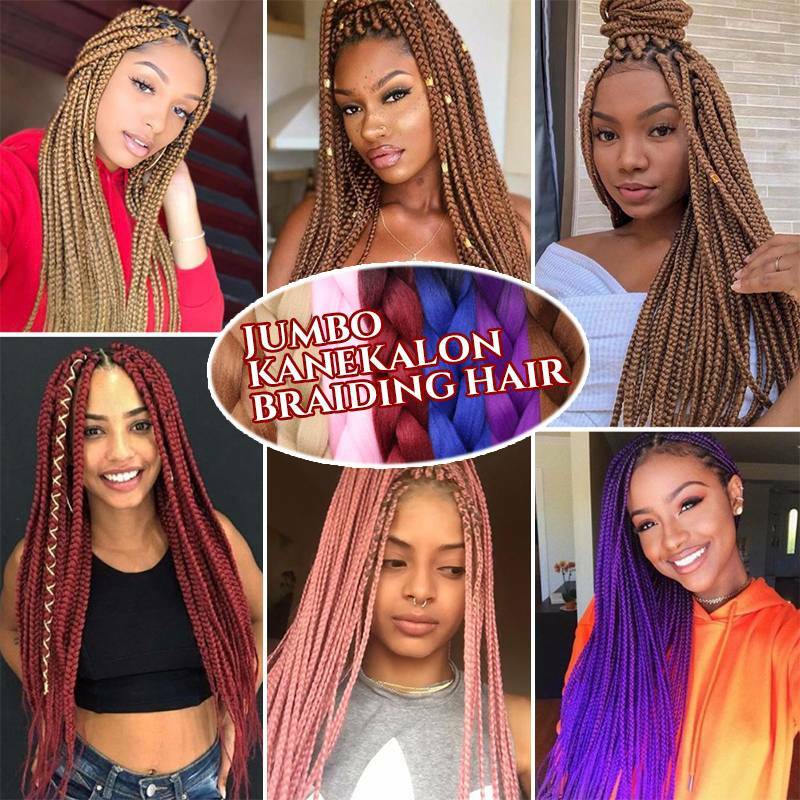 Braiding Rainbow Braids Hair Extensions Synthetic Stage Party Cosplay Ombre 24″