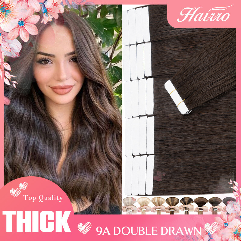 Skin Weft 100% Real Remy Human Hair Extensions Tape In Glue Double Drawn HAIRRO
