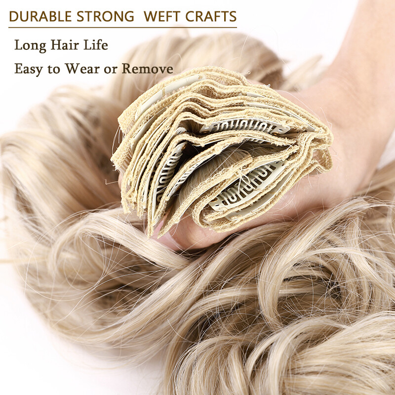 4PCS Clip In 100%Real THICK as Human Hair Extension Full Head Highlight Balayage