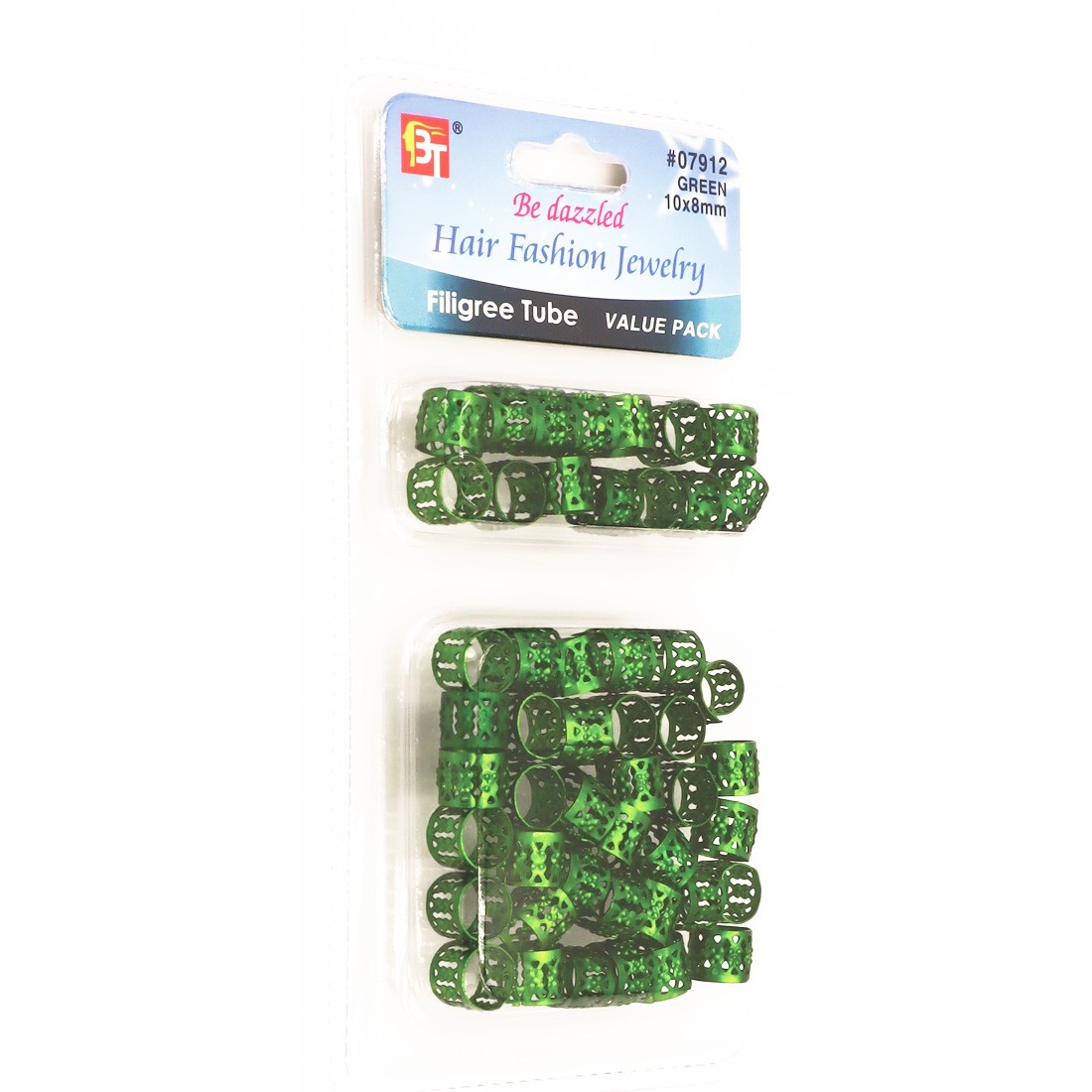 Hair Braid Tube Green 10mm x 8mm 50 Pack|24 Packs