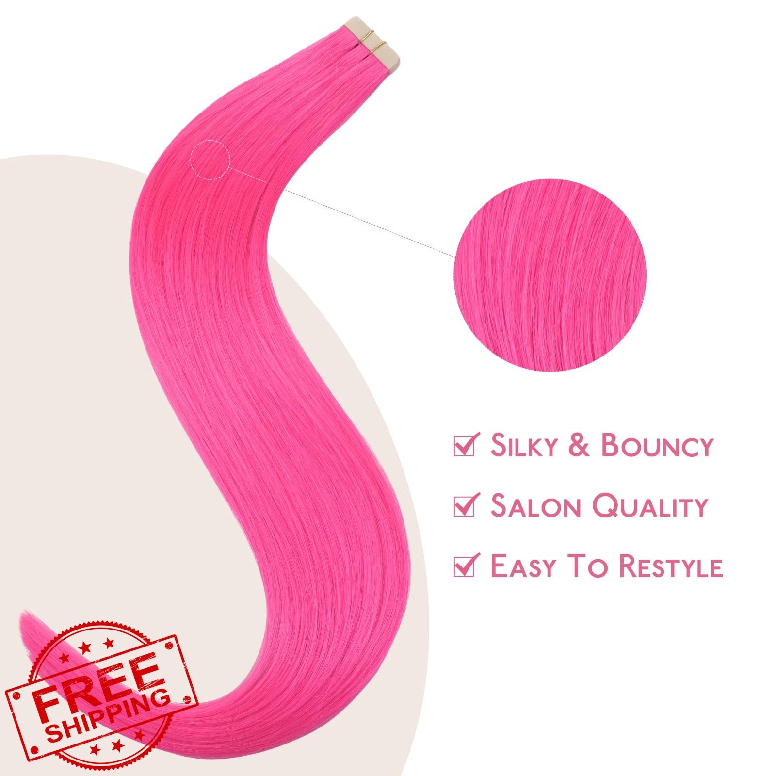 Wennalife Hot Pink tape extensions 12″ 20g