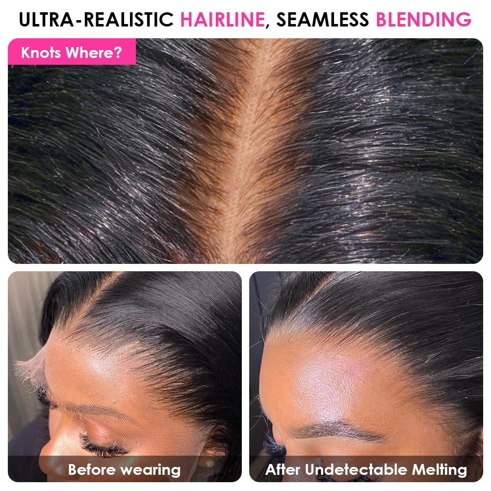13X4 HD Transparent Lace Front Wigs Human Hair Pre Plucked Bleached Knots with B