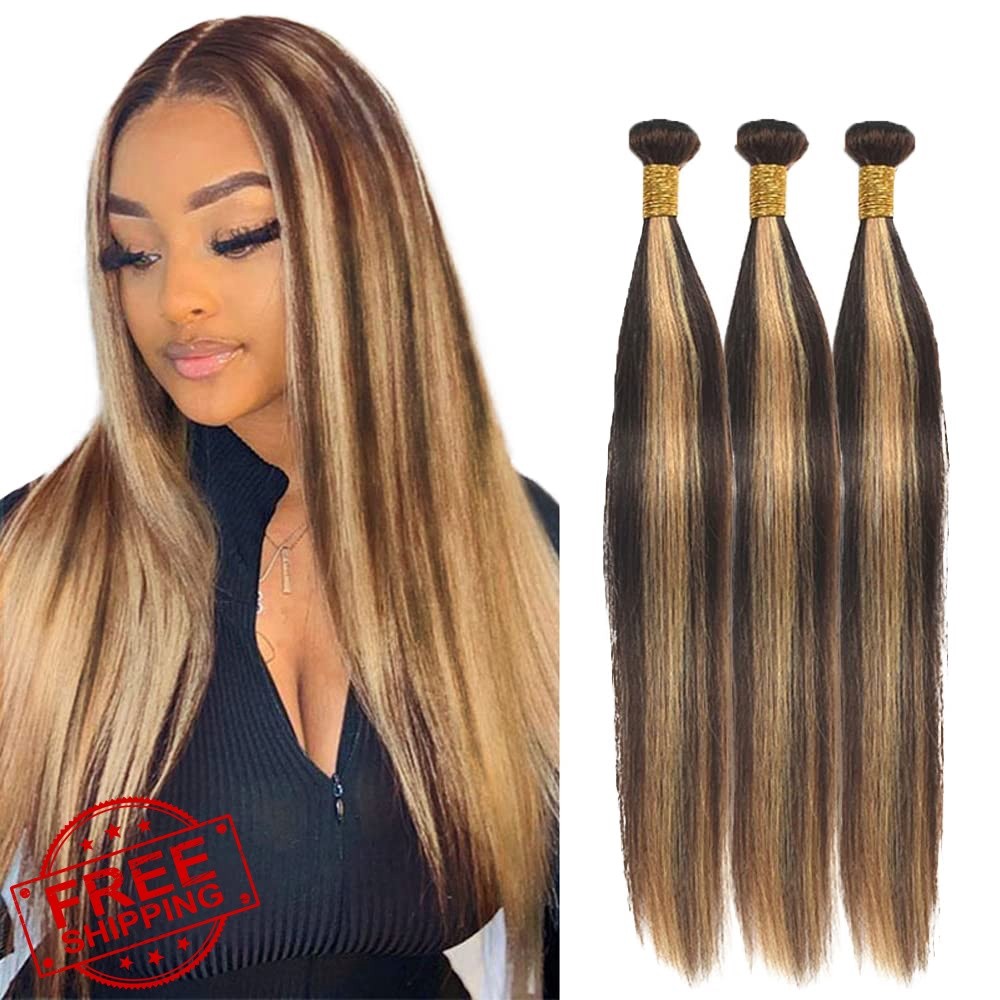 MavKuvx P4/27 Highlight Honey Blonde Straight Hair 12-16″
