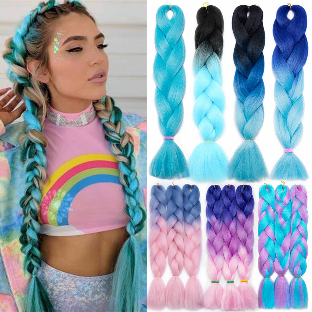 US CLEARANCE Jumbo Braiding Hair Extensions Ombre Kanekalons Box Twist Braid HYT