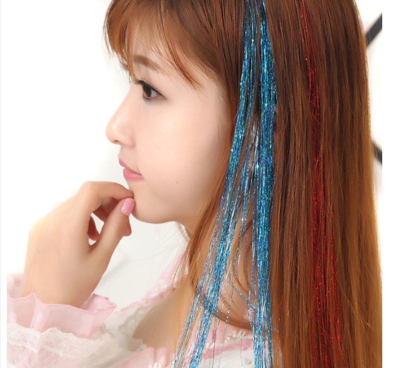 Sparkle Hair Tinsel Holographic Glitter Extensions Highlights False Hairstyling