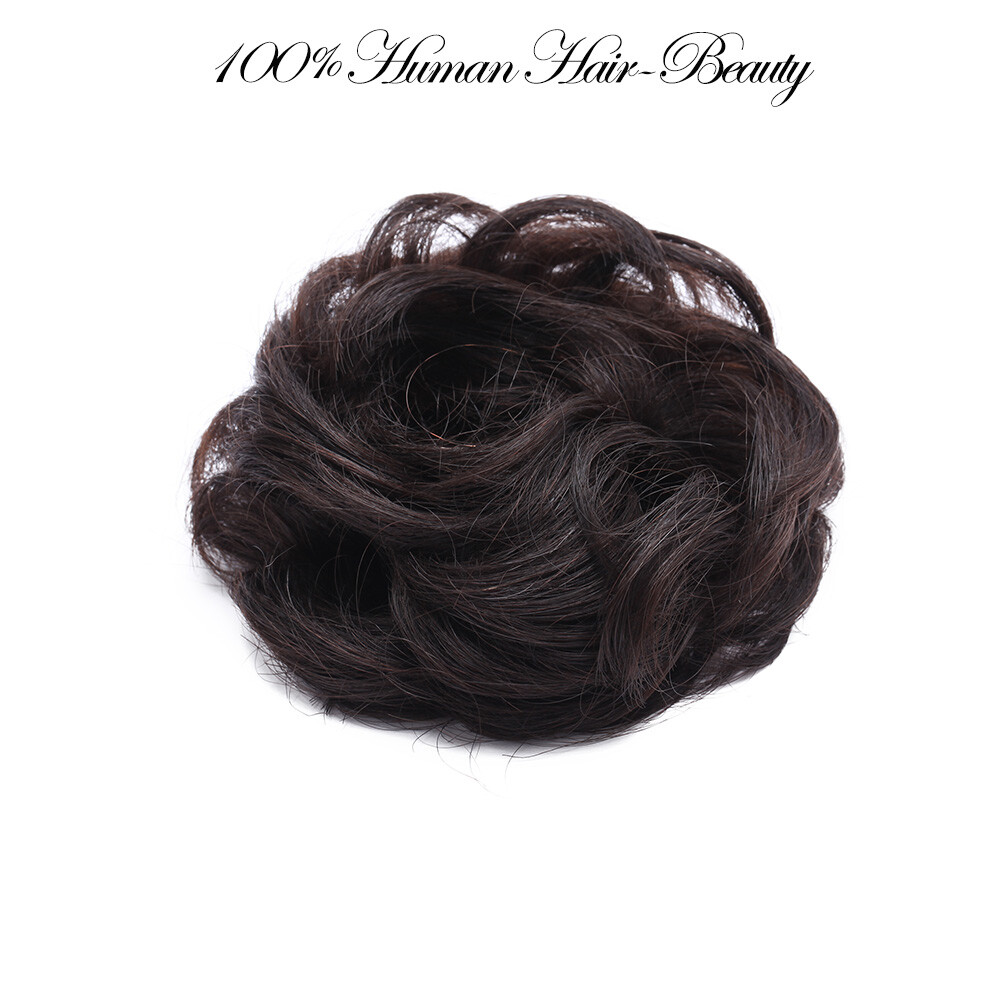 Scrunchie 100% Remy Human Hair Drawstring Bun Hairpiece Updo Fluffy Ponytail US