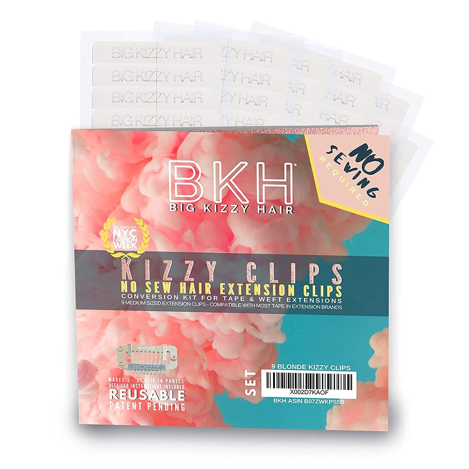 Blonde Kizzy Clips No Sew Extension Clips Kit. Easily Convert Tape In Hair Exten