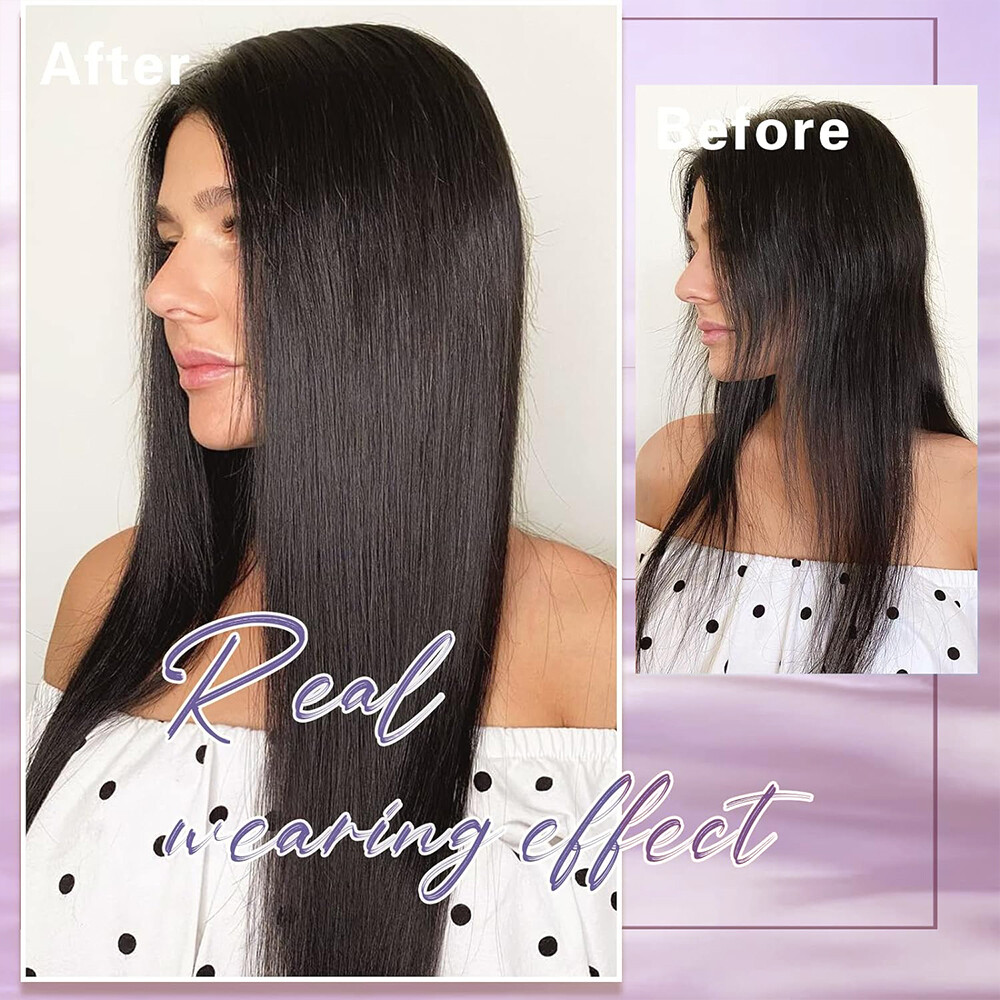 One Piece Thick Weft Clip in Real Remy Human Hair Extensions Full Head V-Shape