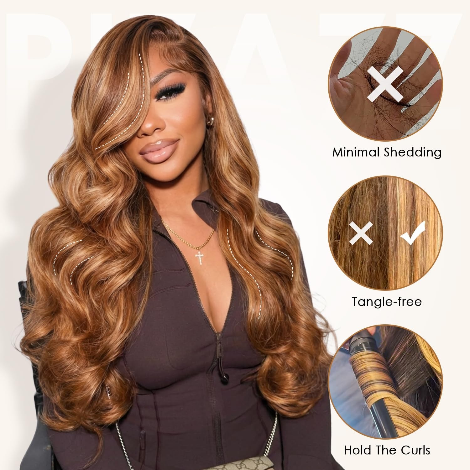Blonde Highlight Body Wave Lace Front Wig 20″ Human Hair