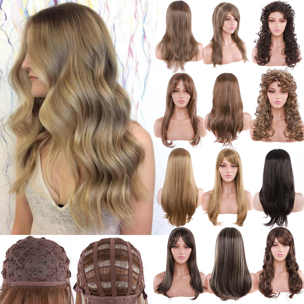 Women Girls Wigs Fashion Daily Party Cosplay Curly Straight Wavy Hair Wigs Hair