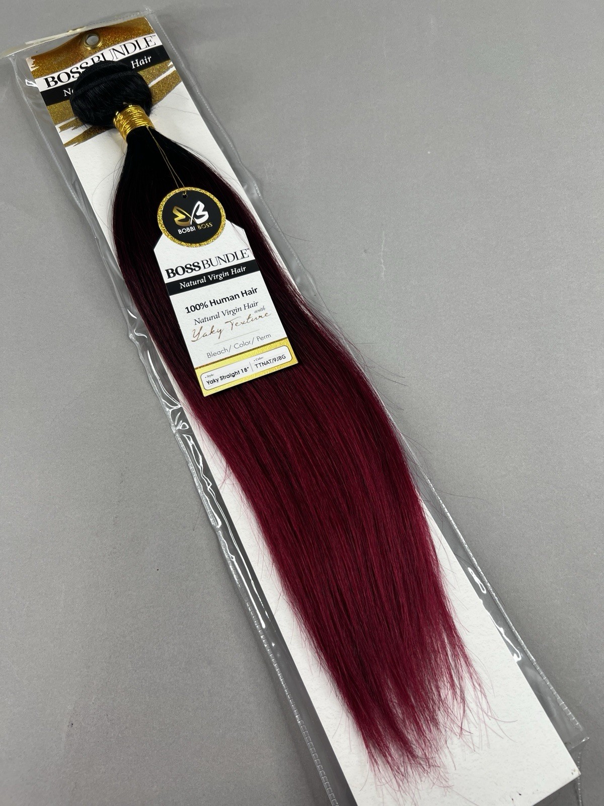 18” Boss Bundles TTNat/9JBG Burgundy Ombre Straight 100% Human Hair Extensions