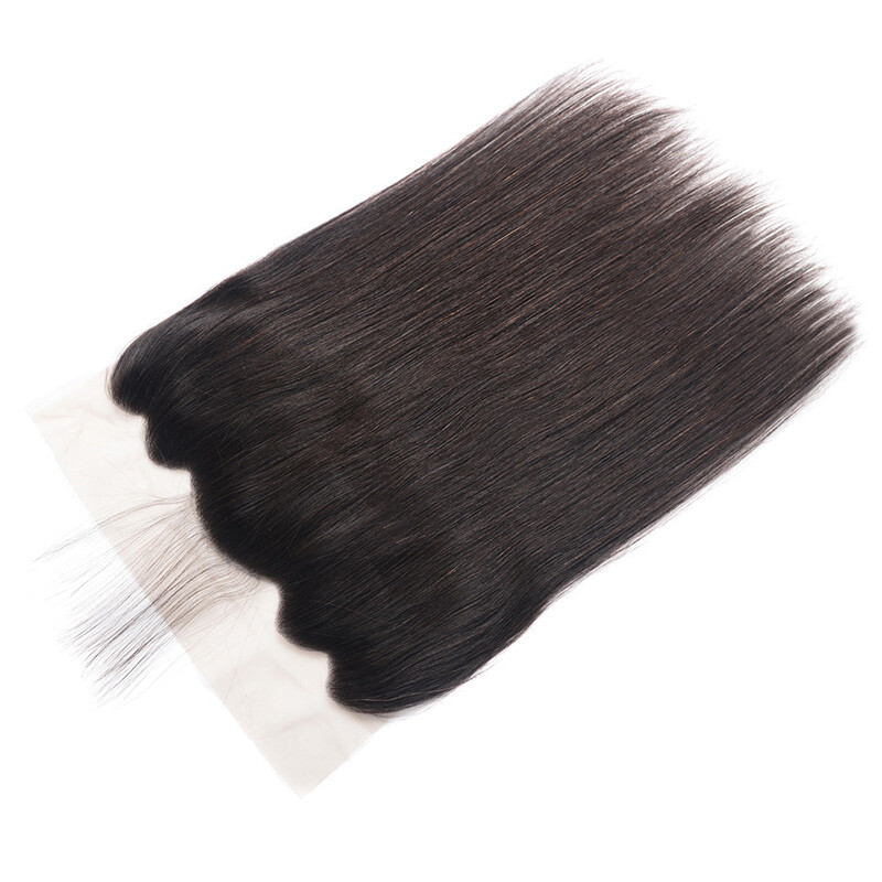 13*6 Transparent Lace Frontal Peruvian 100% Human Hair Straight 14-24Inch Black