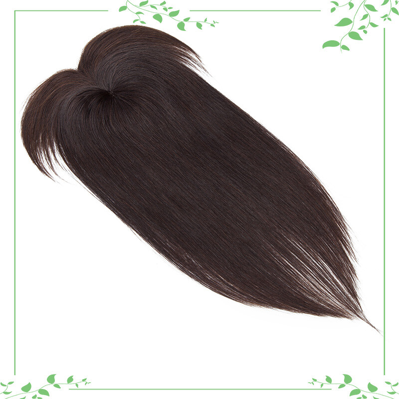 Clip In Top Topper Remy Human Hair Women’s Hairpiece with Bangs MONO Base Toupee