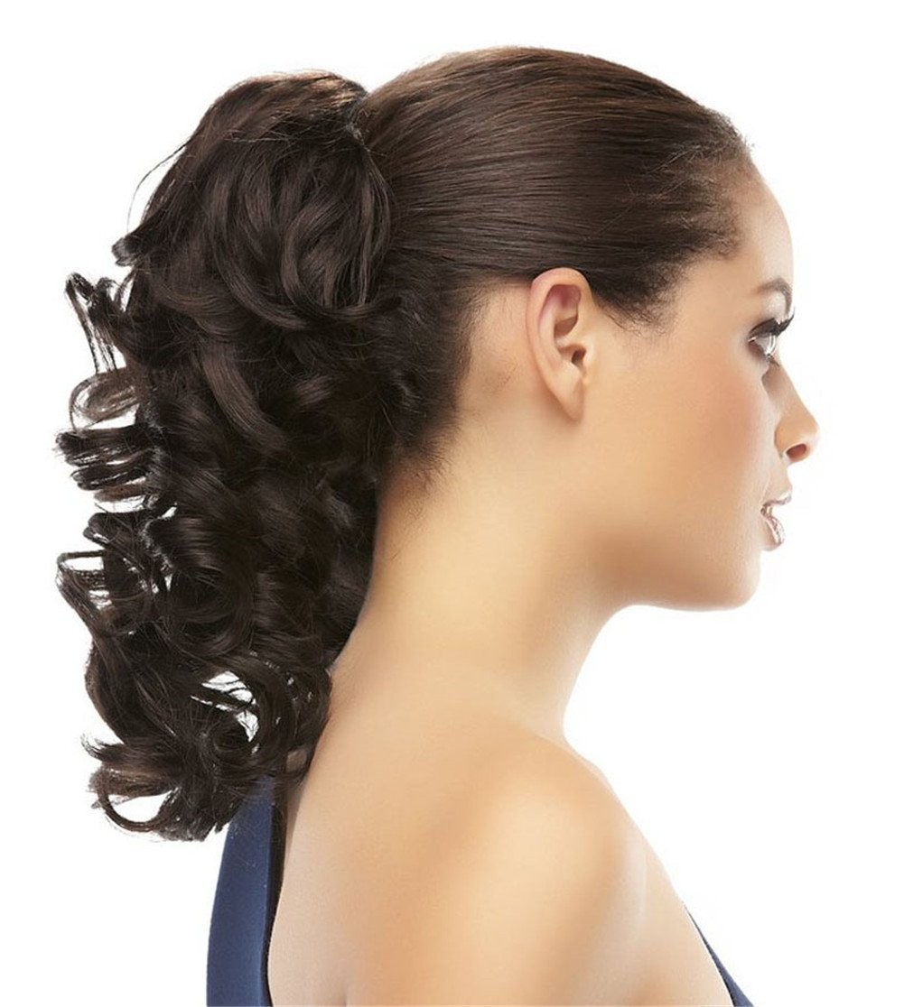 Aimole Curly Ponytail Extension Hair Piece Claw Medium Medium, 130 Fox Red