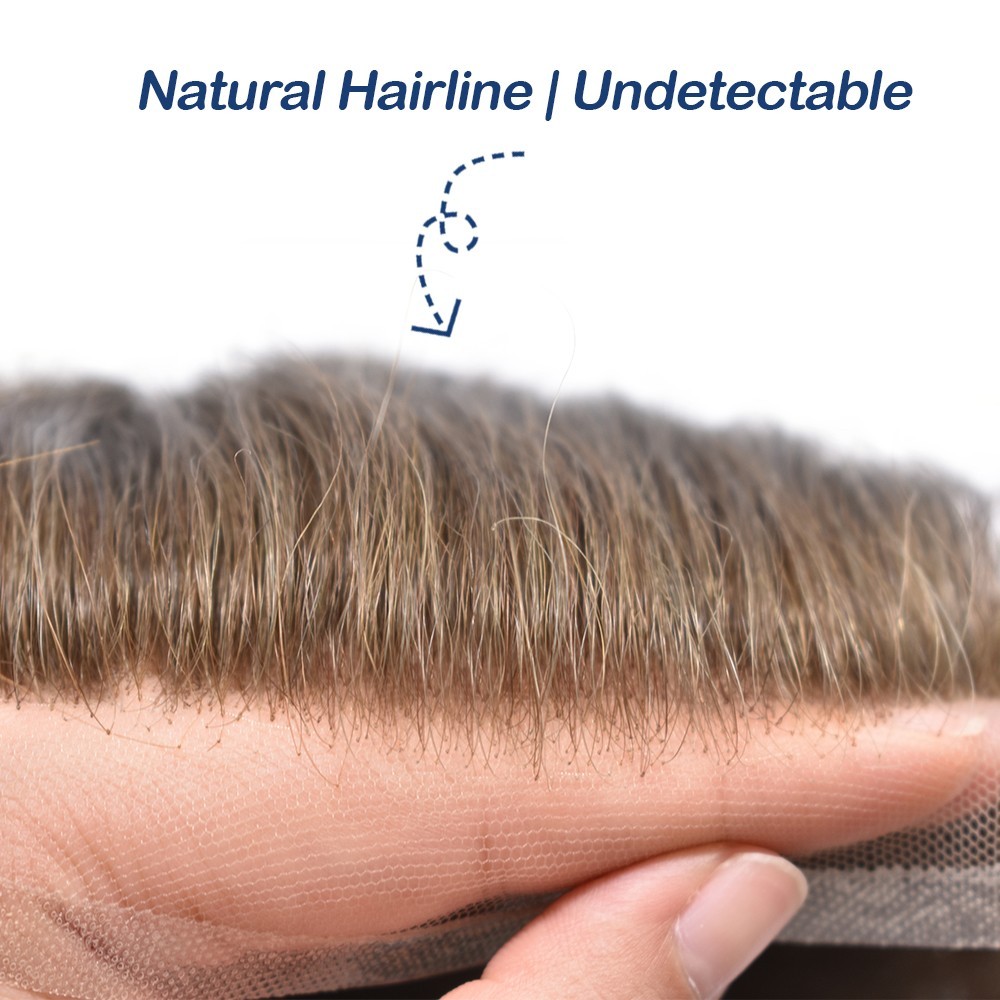 Full Swiss Lace Mens Toupee Light Density Human Hair System Replacement for Men