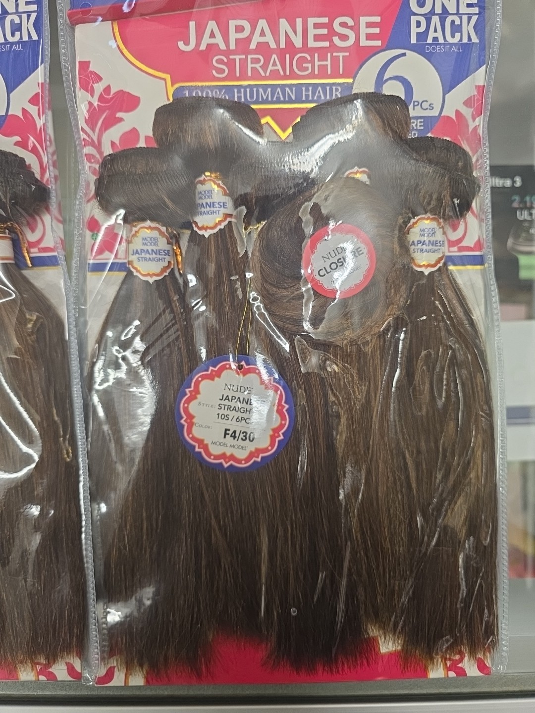 2 Pack- Model Model Nude Japanese Straight 100% Human Hair 6 Pcs Color F4/30