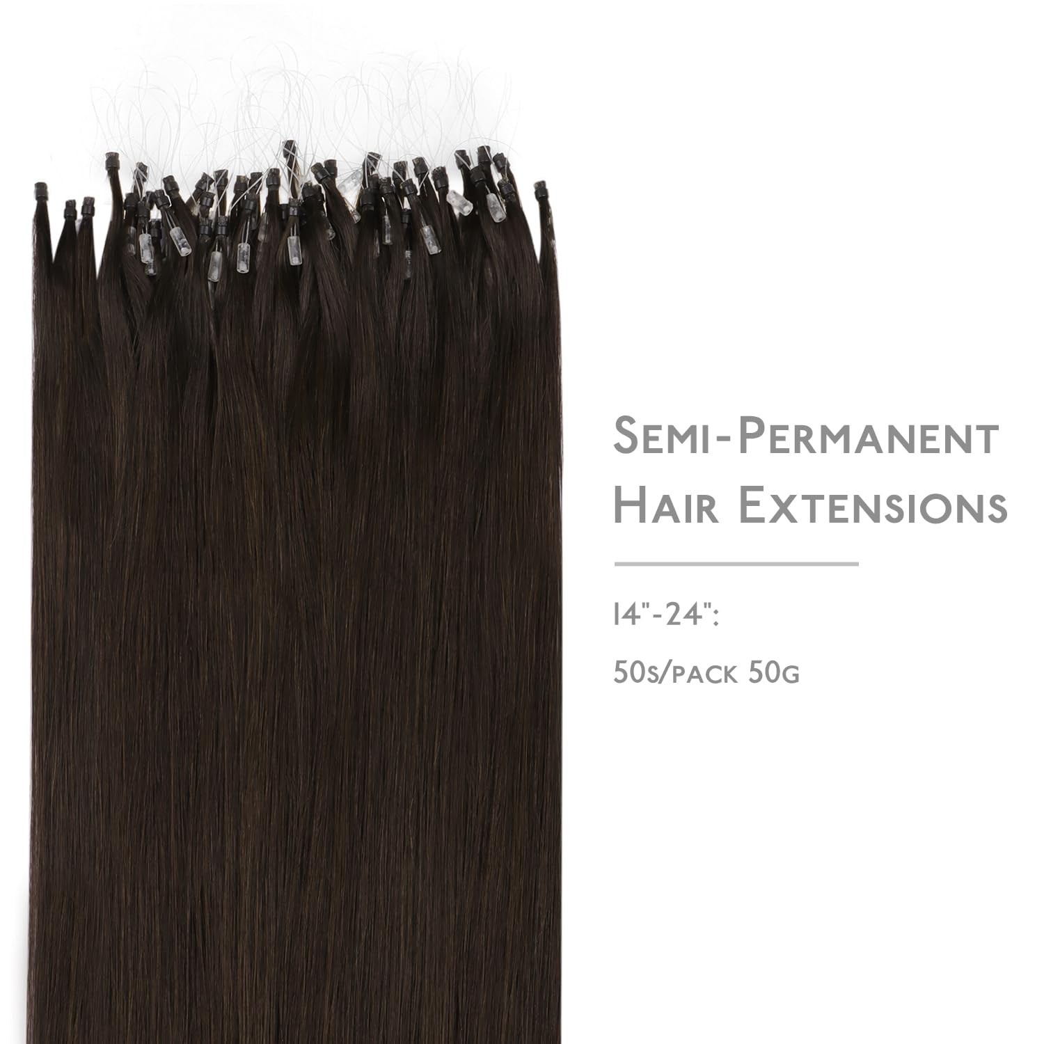 Wennalife Microlink Hair Extensions Human Hair 50G 50S 18 Inch Light Dark Brown