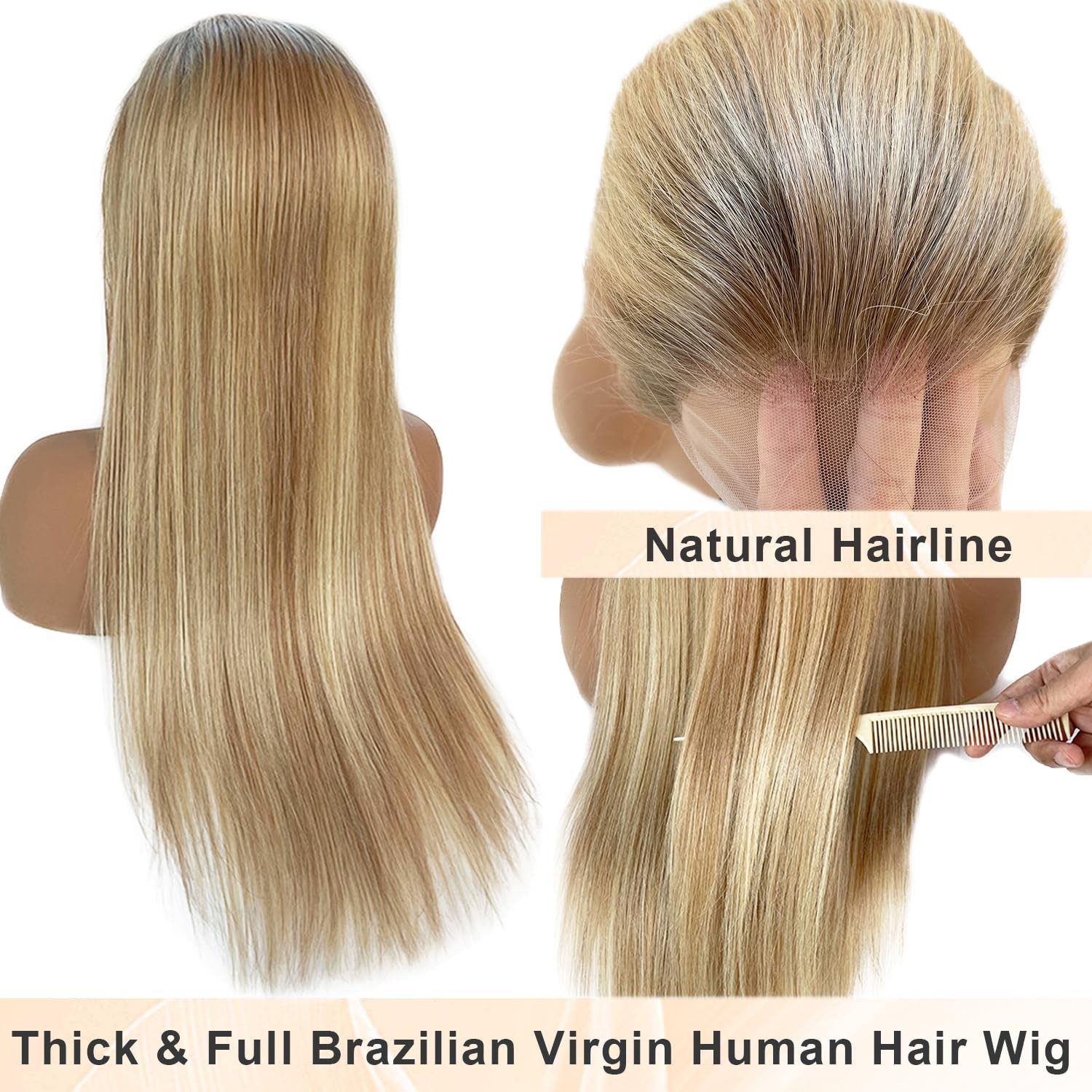 Benafee Blonde Highlight Wig Human Hair Wear And Go Glueless 13X4 Hd Lace