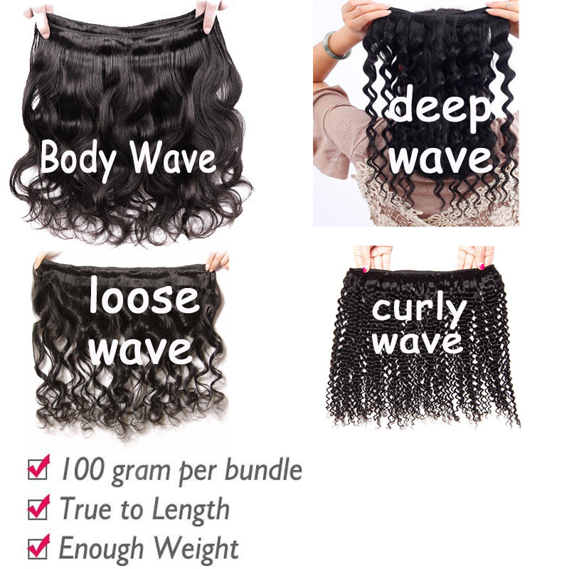 8A 100G/Bundle Wave Brazilian Peruvian Indian Virgin Human Hair Deep Curly Wave