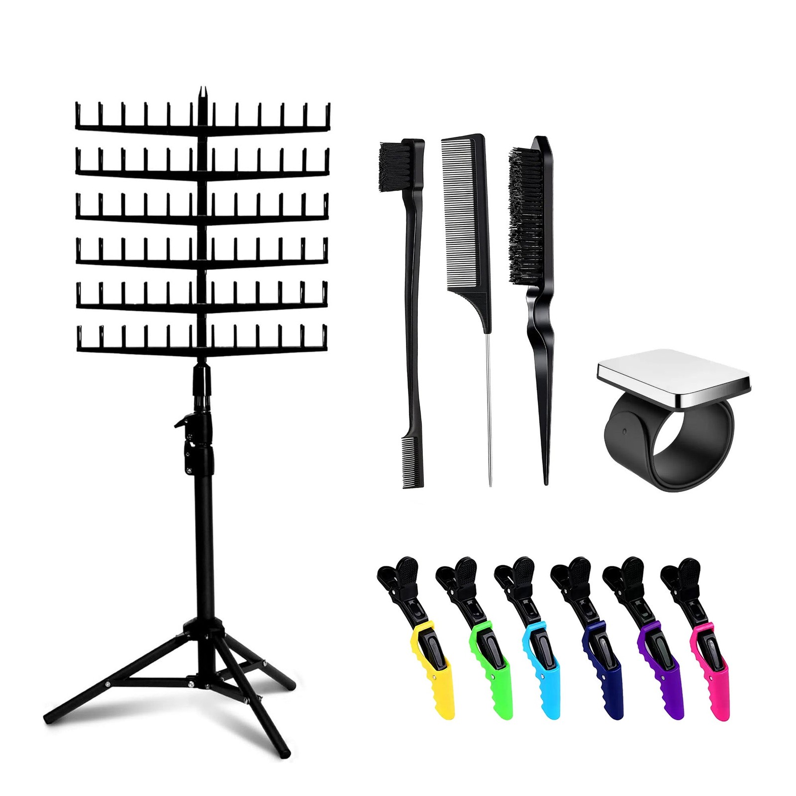 Laflare Braiding Hair Stand – Tripod Rack 144 Pegs Hair Extension Holder