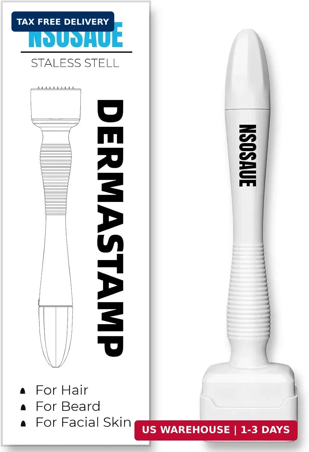 Dermastamp for Hair & Beard Micro-exfoliating Tool for Women and Men