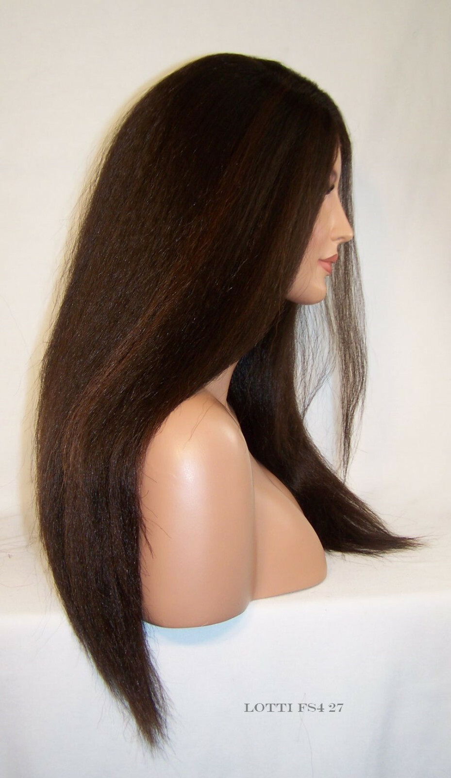 Long Yaki Lace Front Wig Brown w/Highlights #4.30 Long C-part Heat safe yaky lot