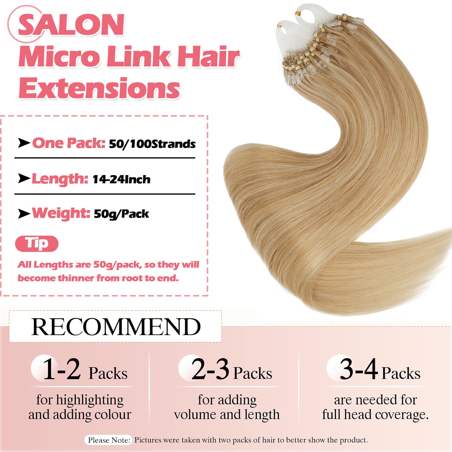 300PCS THICK Micro Loop Real Remy Human Hair Extensions Nano Ring Bead Full Head