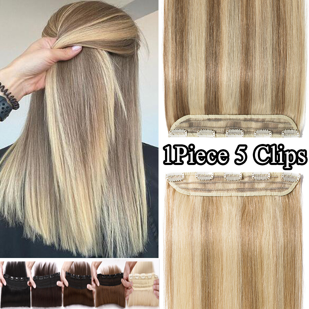 100% Soft 100% Remy One Piece Clip in Real Human Hair Ectensions 3/4 Full Head