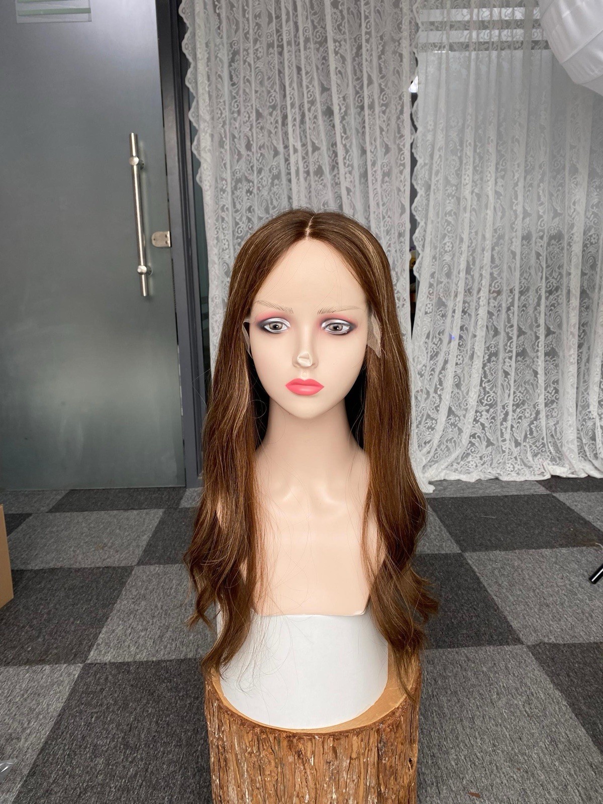 Lace Top Human Hair Wig Sheitel 23” | Slight Layer | Color 6/12/16 | Medium Cap