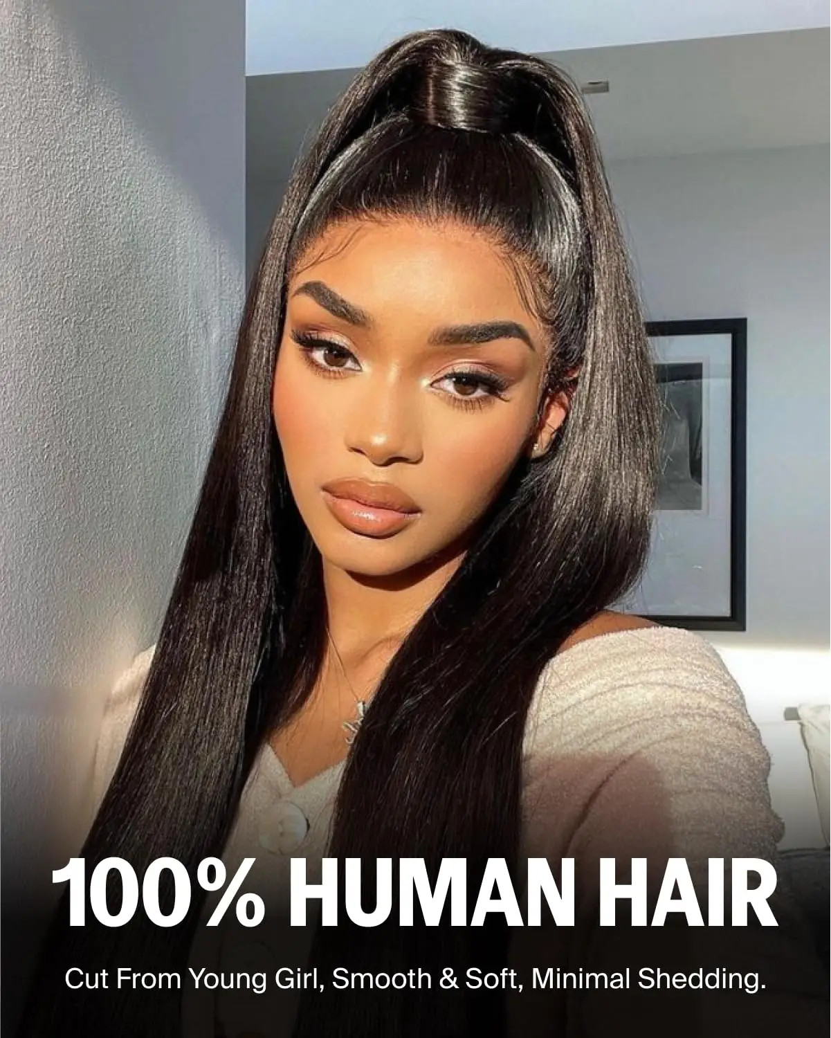Half wig human hair straight headband wig upgrade 3-in-1half wig with drawstring