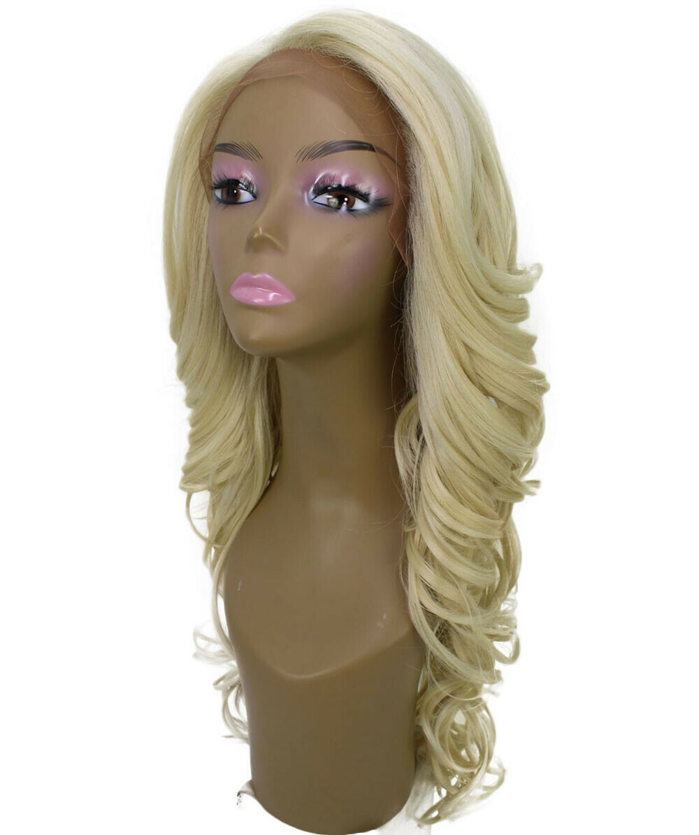 LUXLUXE Kendra Wavy 24.5″ Long 13×2.5 Hand-Tied Lace Front Wig, Light Blonde