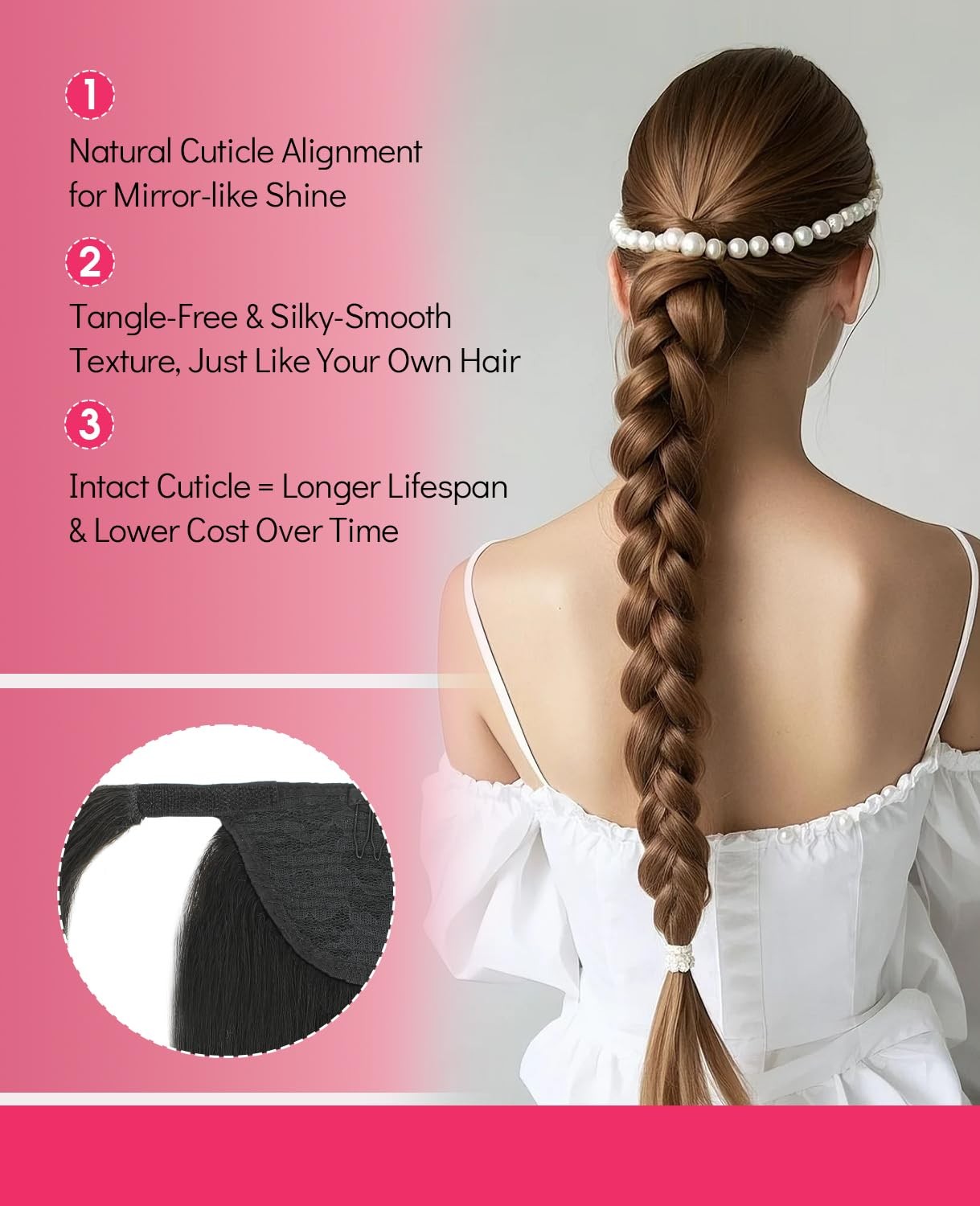 Youngsmile Hair Extensions Ponytail Extensions Human Hair 14 Inch 65G Wrap