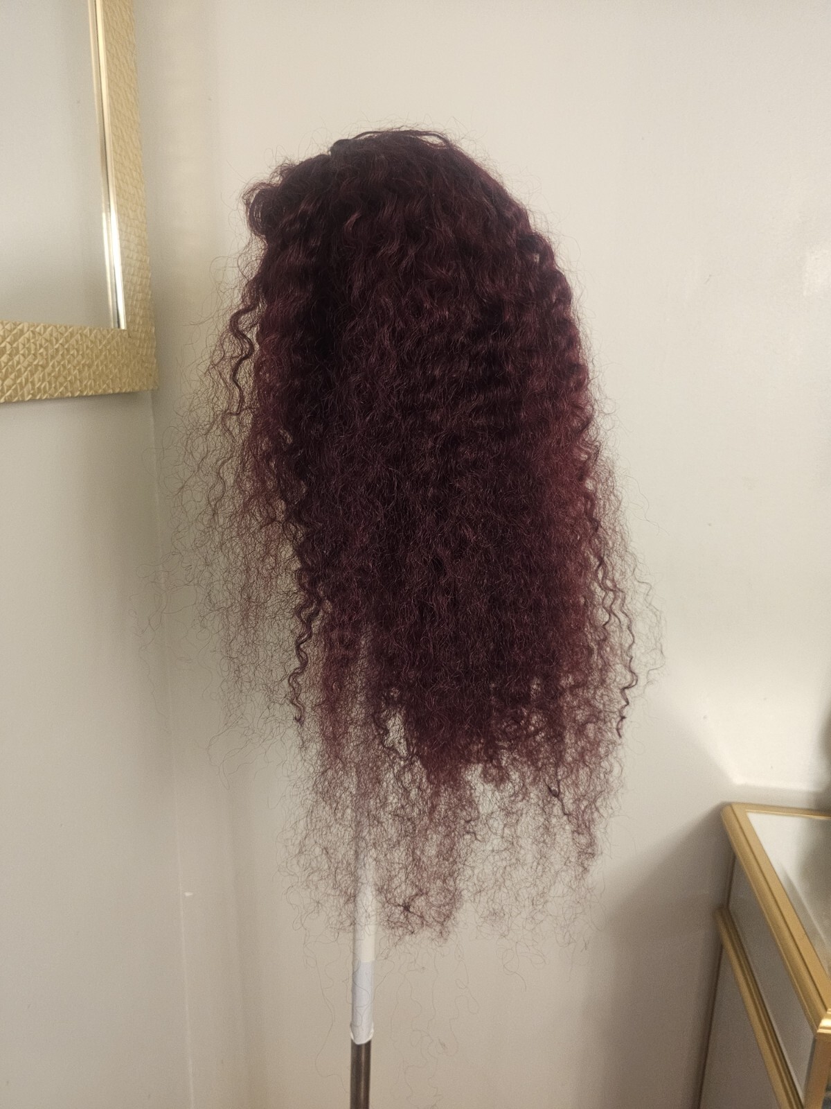 High Quality regular Top Reddish 24″ curly wavy 100% Virgin Human Hair Lace Wig