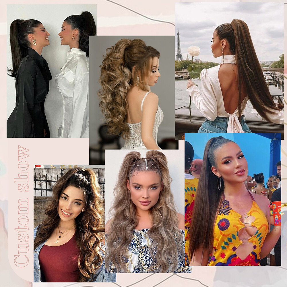 THICK Claw On Clip Ponytail Real As Human Pony Tail Hair Extension Wavy Natural