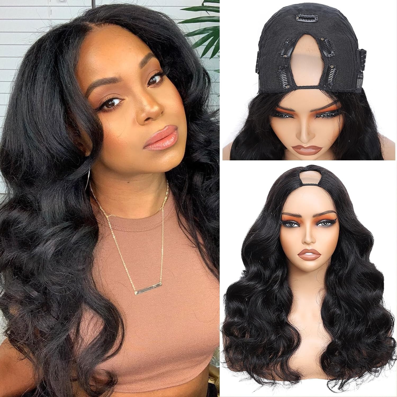 U Part Wig Human Hair Body Wave Upgrade U Part Human Hair Wig Clip In Half Wig