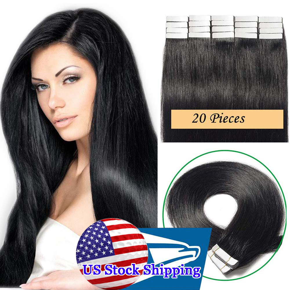 Invisible Tape-ins Human Hair Extensions Adhesive PU Skin Wefts Remy Thick Hair