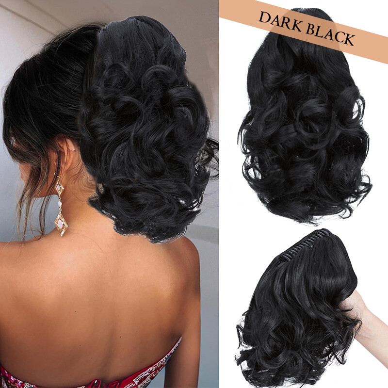 Extra Thick Ponytail Clip In 100% Natural As Human Hair Extensions Black Brown