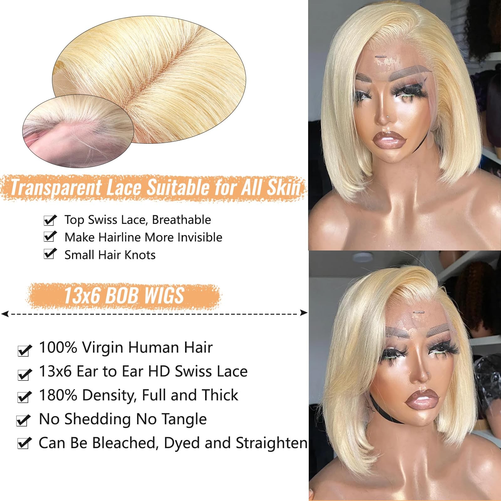 Munx Blonde Human Hair Bob Wig For Black Women Wear And Go Glueless Bob Wig