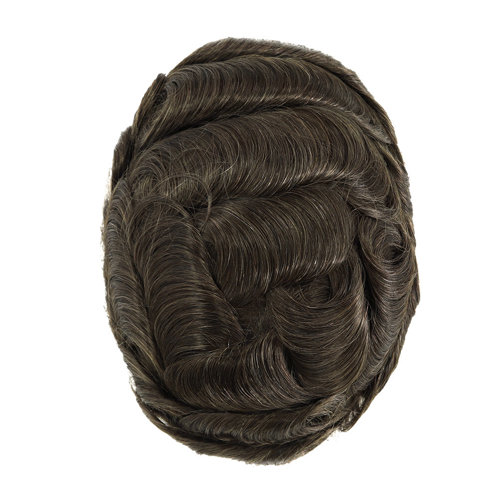 Toupee For Mens Super Thin Skin Human Hair Repelecment System 0.04mm Hairpiece