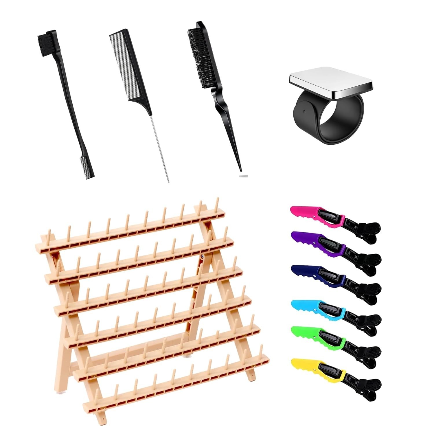Laflare Braiding Rack for Hair Comb set (60 Pegs) w Braiding Accessories COMBO4