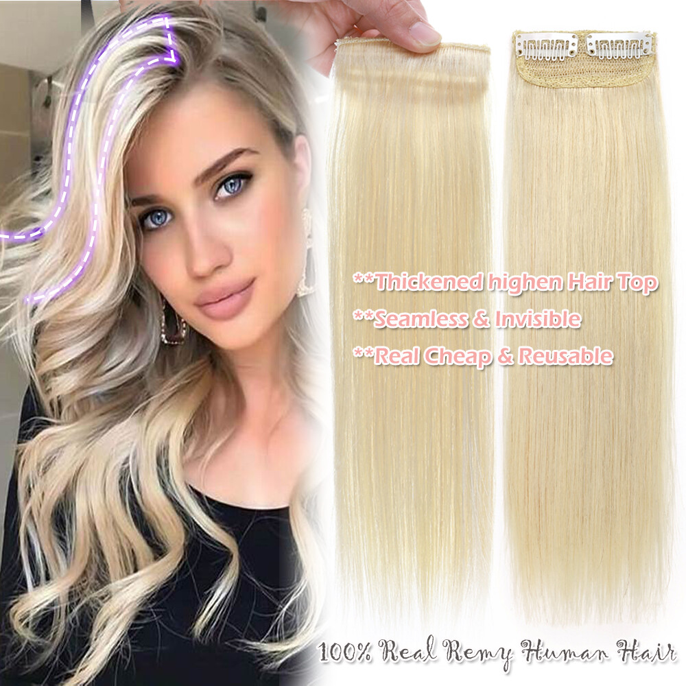 100% Human Hair Top Hair Pad Extensions Thickened Hair Root Clip In Top Pieces