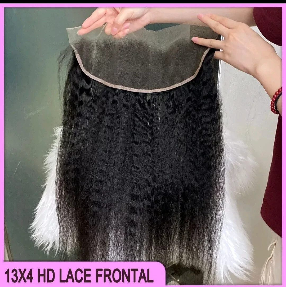 12A 22INCH BRAZILIAN HD THIN LACE FRONTAL 13X4 EAR TO EAR KINKY STRAIGHT 90g 1B#