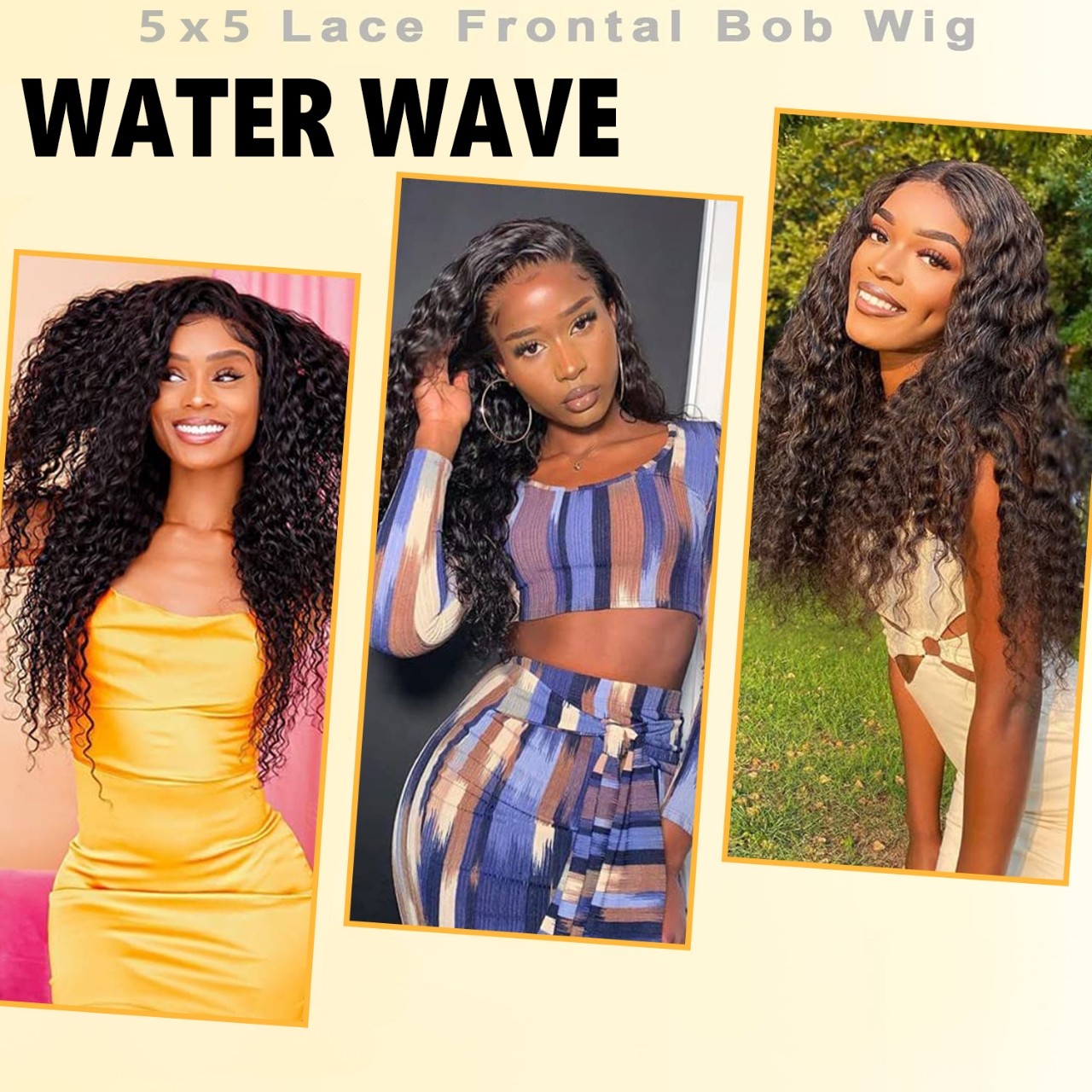 5×5 Natural Color Water Wave Transparent Lace Wigs Human Hair