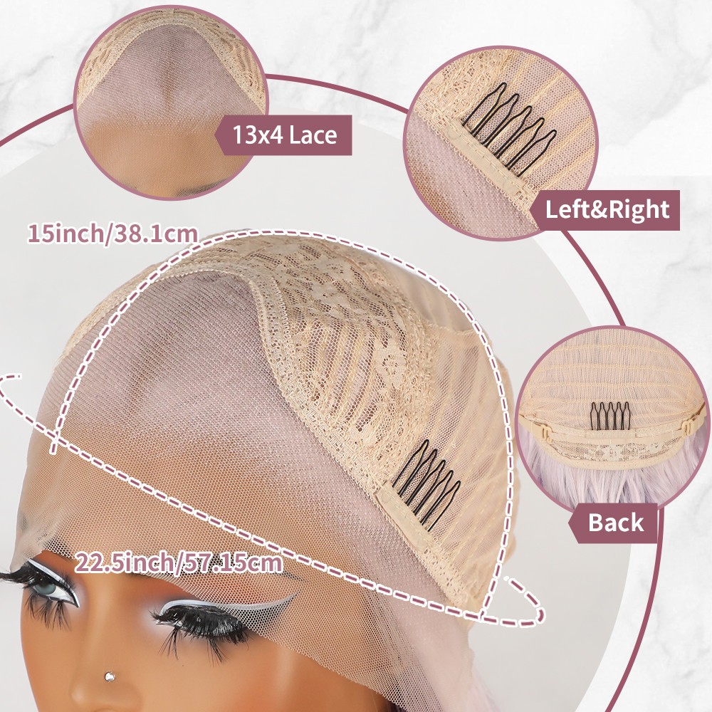 Body Wave Lace Front Wigs Ice Pink Ombre Purple Hair Long Wavy Heat Safe Natural