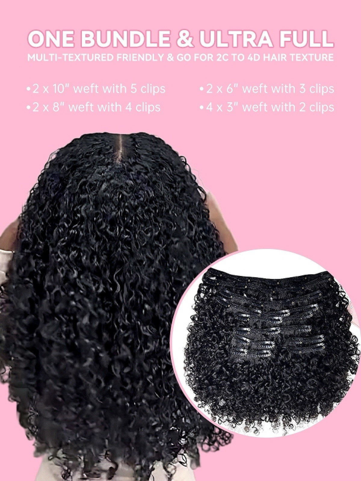 CURLSQUEEN Water Loose Curly Clip In Hair Extension Sets (2c/3a Hair Texture)