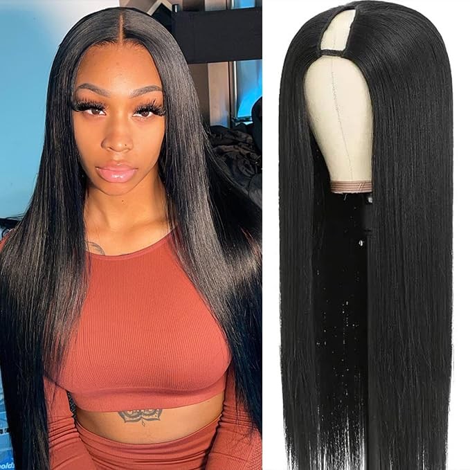 V Part Wigs Human Hair Straight V Shape Wigs for Black Upgrade U Part Wigs No…
