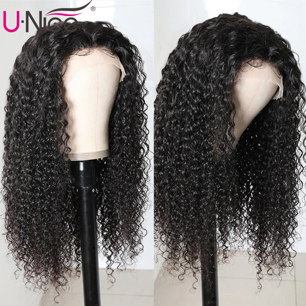UNice Indian Curly 13×4 Lace Front Human Hair Wigs for Black Women Glueless Full