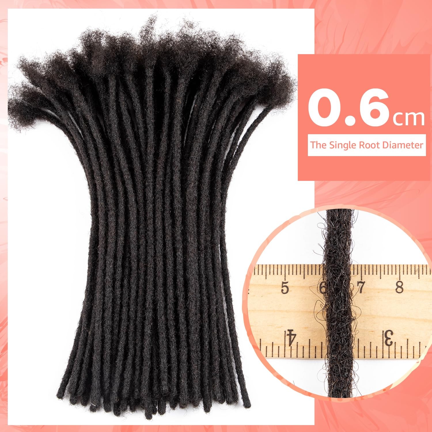 Teresa 6″ 0.6cm Loc Extension Human Hair Natural Black 30 Strands Full Set
