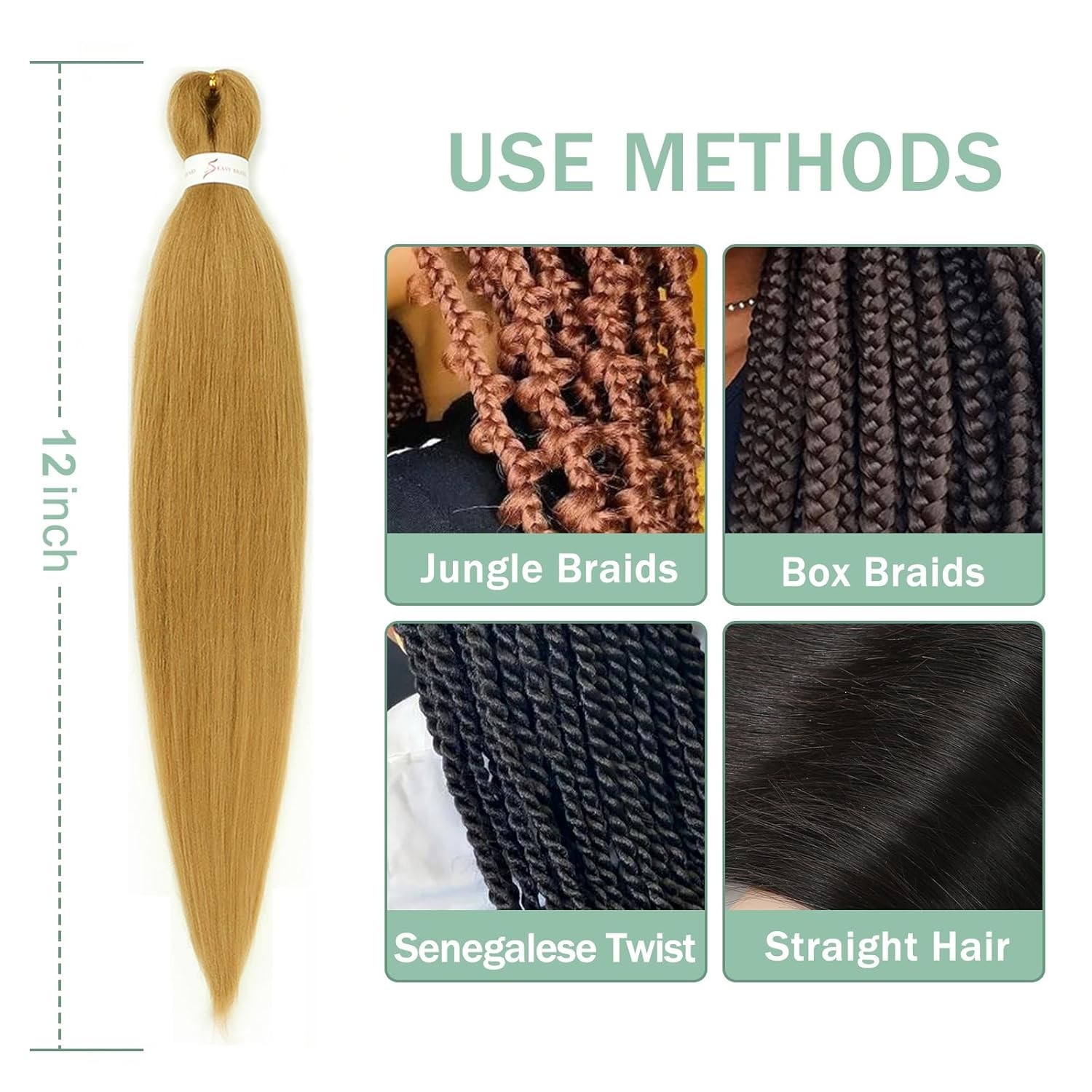 27 Honey Blonde Braiding Hair Pre stretched 12 Inch 3 Packs Pre-stretched Bra…