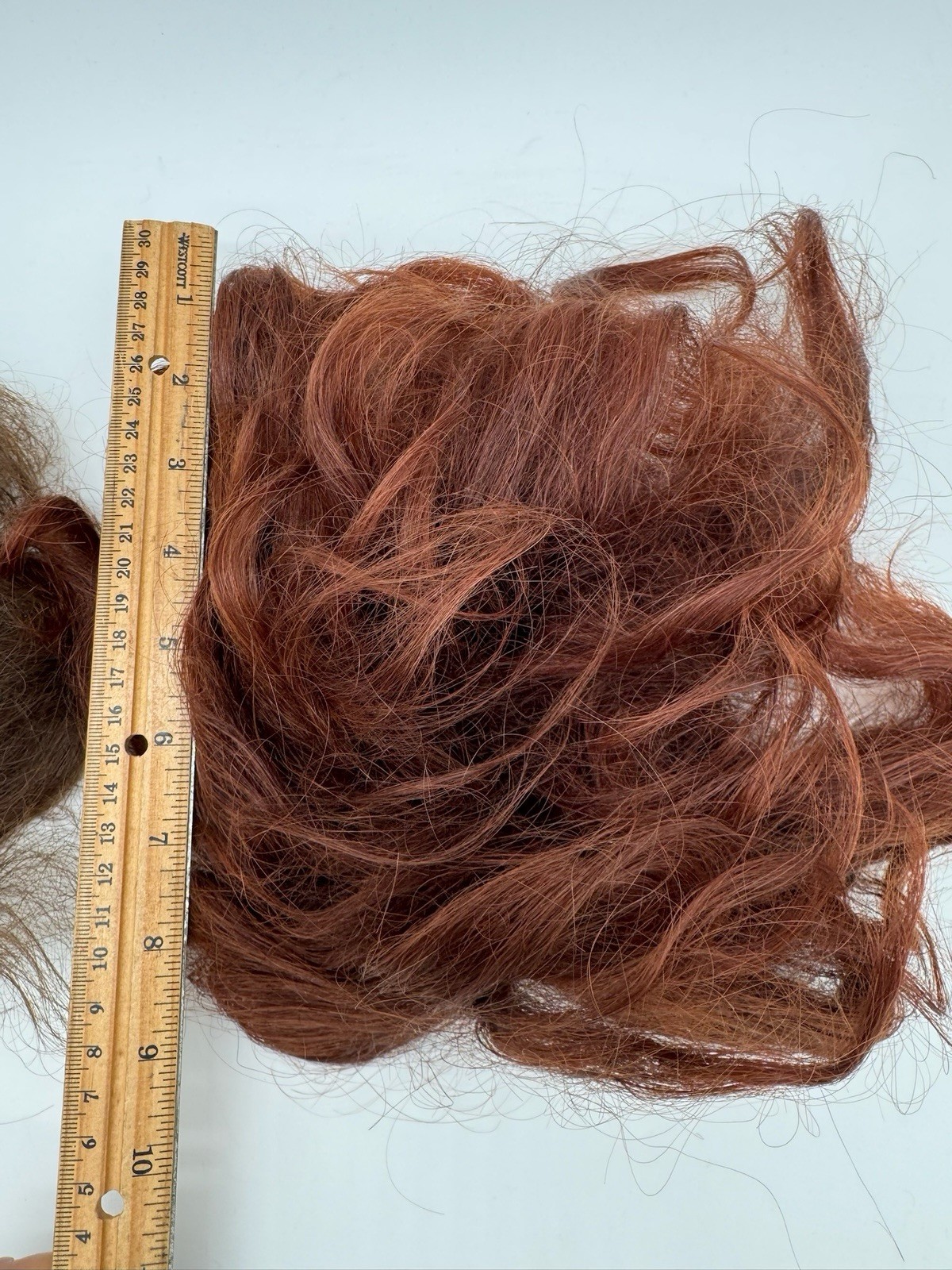 LOT (2) Vintage 100% Human Hair Hair Piece Wiglets Brown & Red Made in Korea